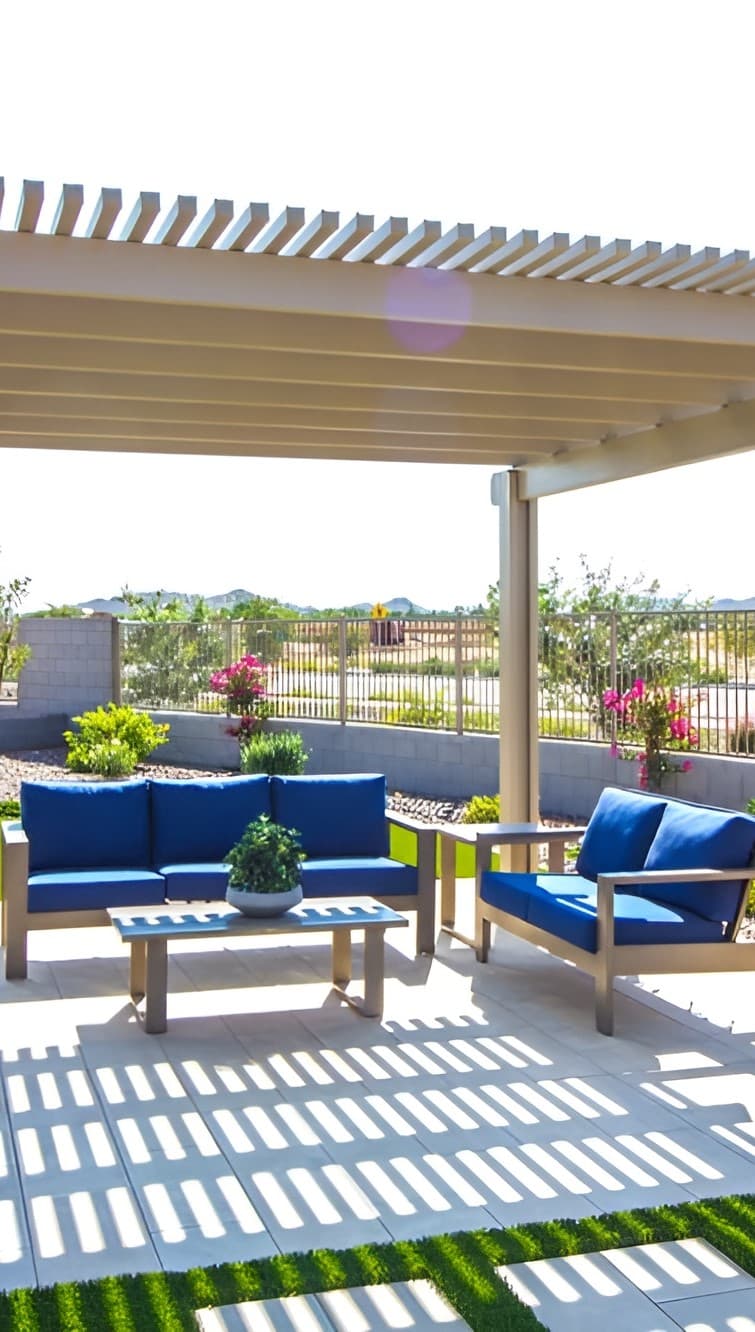 Concrete backyard patio